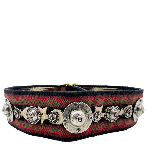 Christian Dior  Studded Bohemian Oblique Embroidered Canvas Shoulder Strap Red - Picture 1 of 11